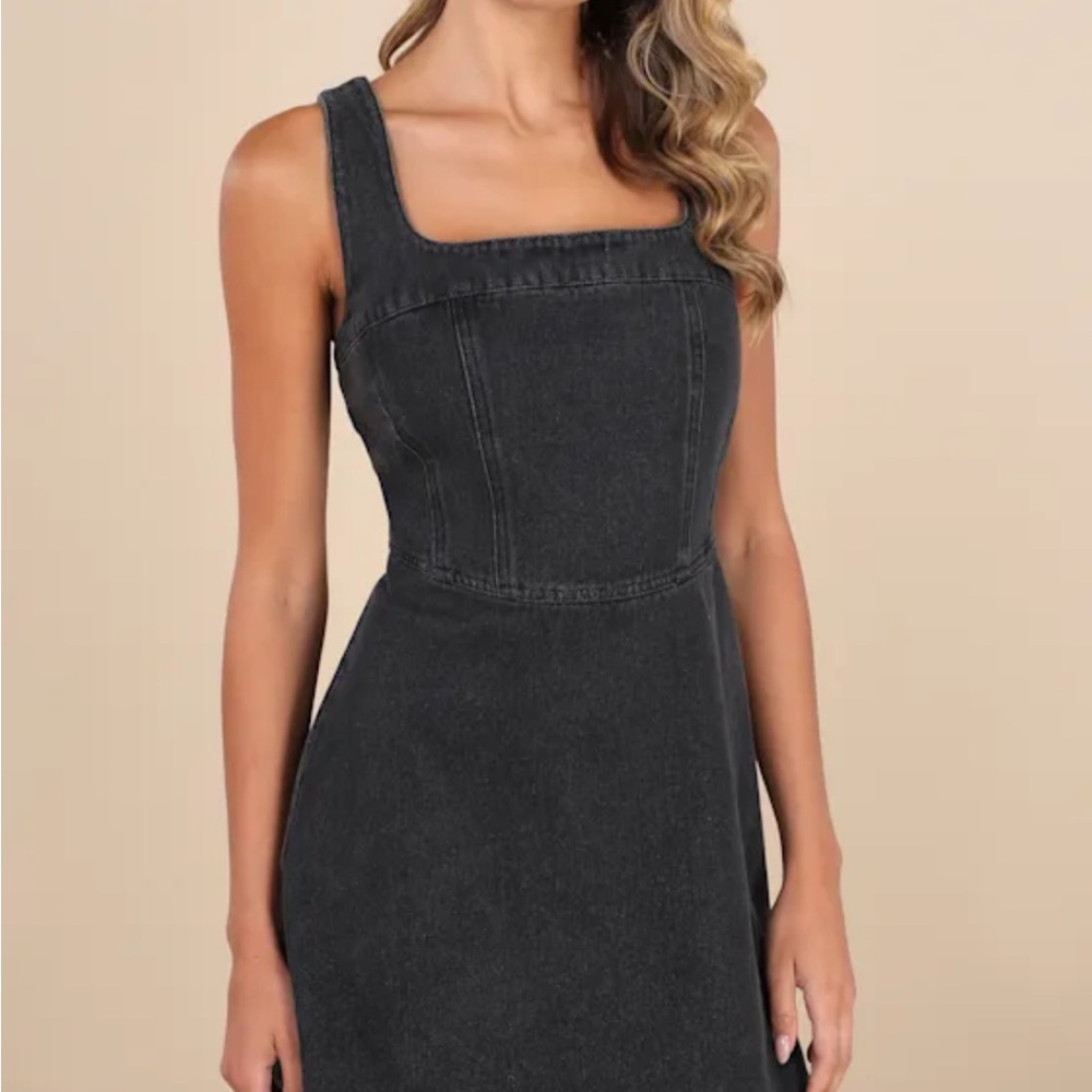 BDG Black denim overall dress